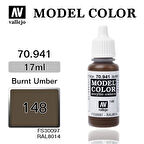 Vallejo 70941 18 ml. (148) Burnt Umber-Matt, Model Color Serisi Model Boyası