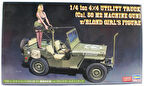 Hasegawa SP483 52283 1/24 Ölçek, 1/4 ton 4x4 Utility Truck (Cal. 50 M2 Machine Gun) w/Blond Girl's Figure, Plastik Model Kiti