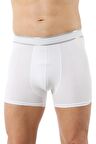 Erkek Pamuklu Likralı Boxer Beyaz | Kompedan K11226 