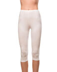 Kompedan Kadın Likralı Süprem Düz Kapri Tayt Beyaz | K0458