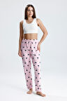 Kadın Desenli Uzun Pijama Pantolon | Pembe