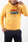 Süzene Nakış Ayı Baskılı Kapüşonlu Hardal Sweatshirt Polarlı