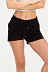 Kadın Siyah Şort Mini Spor Şort