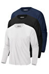 Erkek 3'lü Paket Basic Uzun Kollu Tişört Sporcu Body T-shirt