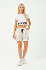 Kadın Desenli Keten Şort