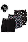 Erkek Likralı Desenli ve Düz 3'lü Boxer Paketi