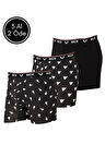 Erkek Likralı Desenli ve Düz 3'lü Boxer Paketi