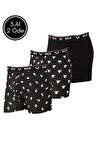 Erkek Likralı Desenli ve Düz 3'lü Boxer Paketi
