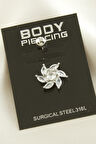 Çiçek Zirkon Taşlı Çelik Piercing 1 Adet