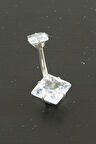 Kare Zirkon Taşlı Çelik Piercing 1 Adet