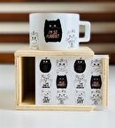 Sevimli Mottolu Ahşap Kutulu Fincan