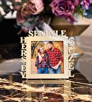 Herşey Seninle Güzel Fotoğraf Standlı Mdf Çerçeve Gold