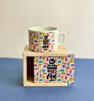 Renkli Kedi Motto Tasarımlı Kutulu Kupa