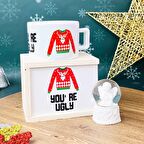  You're Ugly Yılbaşı Tasarımlı Kutulu Kupa Ve Mini Beyaz Melek Kar Küresi Set