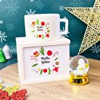 Mutlu Yıllar Tasarımlı Kutulu Kupa Altınaldızlı Melek Mini Kar Hediye Seti