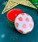 Çilek Tasarımlı Kokulu Teneke Mum