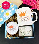 Çiçekli Epoksi Anahtarlık Ve Annem Seni Seviyorum Tasarımlı Kupa Set