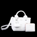 Nas Bag Mini Premium Şık Kadın 2 li Set ve Charmlı ve Cüzdanlı  El ve Çapraz Çanta Beyaz
