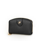 Nas Bag Kadın Çoklu Kart Bölmeli Cüzdan Siyah Mat Nero