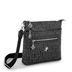 Nas Bag Kadın Çapraz Çanta Siyah Yazılı