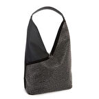 Nas Bag Kadın Omuz Çantası Siyah Gümüş Saten