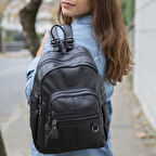 Nas Bag Kadın Sırt Çantası Siyah Yıkamalı