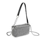 Nas Bag Kadın Çapraz Çanta Diamond Serisi Gümüş Zincir Detaylı Şık Çanta Gümüş 