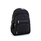 Nas Bag Unisex Su İtici Özellik Kazandırılmış Çok Gözlü Büyük Boy Sırt Çantası Siyah