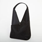 Nas Bag Kadın Omuz Çantası Siyah Taşlı Saten