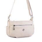 Nas Bag Kadın Salaş Çok Gözlü Çapraz Çanta Kum Dona  ( en :30cm x boy: 20 cm )