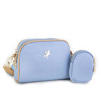 Nas Bag Kadın Mini Çapraz Çantası Mavi Camel  Gofraj 