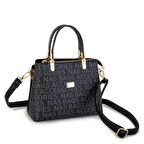 Nas Bag Kadın Çapraz ve El Çantası Midiboy Siyah Yazılı 