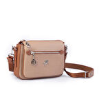 Nas Bag Kadın Çok Gözlü Ayarlanabilir Uzun Spor Askı Çapraz Çanta Kum Taba  Gofraj