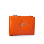 Nas Bag Kadın İnce Küçük Boy Kartlık Kağıt ve Bozuk Para Fonksiyonlu Turuncu Dona