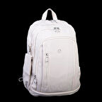  Nas Bag Unisex  Büyük Boy Hafif  Çok Gözlü Okul Sırt Çantası (en :30 cm boy:44 cm) Bej