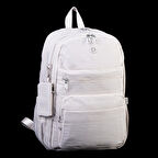 Nas Bag Unisex Büyük Boy Çok Gözlü Hafif Sırt Çantası Bej