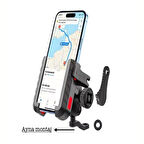 Titreşim Engelleyici 360° Döner Motosiklet Telefon Tutucu, Gidon Bağlantılı, 4”-6.9” Uyumlu Dayanıklı Tutacak