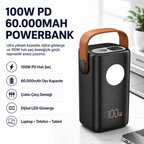 100W PD 60000mAh   Ultra Yüksek Kapasiteli Çoklu Çıkışlı Dijital Göstergeli Hızlı Şarj Powerbank