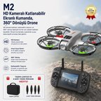 M2 HD Kameralı Katlanabilir  Ekranlı Kumanda, Wi-Fi Görüntü Aktarımı ve 360° Dönüşlü Taşınabilir Kompakt Drone