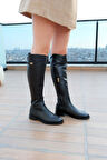 Kadın Siyah Deri Çizme