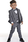 Gri Yelekli Papyonlu Erkek Çocuk Takım Elbise