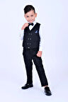 Siyah Mendil Detaylı Erkek Çocuk Smokin Takım
