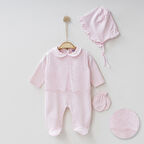 Pembe Uzun Tüllü 3 Parça Kız Bebek Tulum Takım