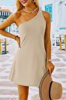 Kadın Tek Omuz Askılı Krep Mini Elbise