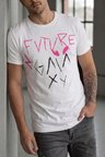 Erkek Sırtı Yazılı ve Alien Desenli Bisiklet Yaka Streetwear Tişört