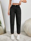 Kadın Yüksel Bel Mom Jean  Pantolon %100 cotton Esneme yok