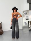 Yüksek Bel Jean Pantolon – %100 Pamuk, Geniş Paça (Flare/Wide Leg), Retro 90’lar Stil Kadın Denim