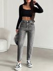 Kadın Yüksel Bel Mom Jean  Pantolon %100 cotton Esneme yok