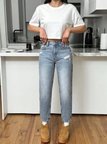 Kadın Yüksel Bel Mom Jean  Pantolon %100 cotton Esneme yok