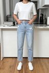 Kadın Yüksel Bel Mom Jean  Pantolon %100 cotton Esneme yok